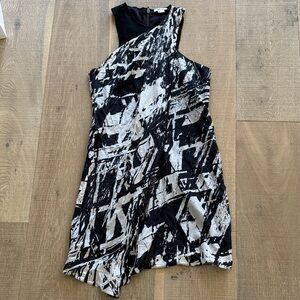 Helmut Lang Asymmetrical Black and White Dress